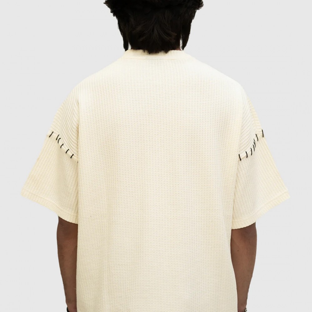 GOLDEN THREADS HAND EMBROIDERED BEIGH T-SHIRT
