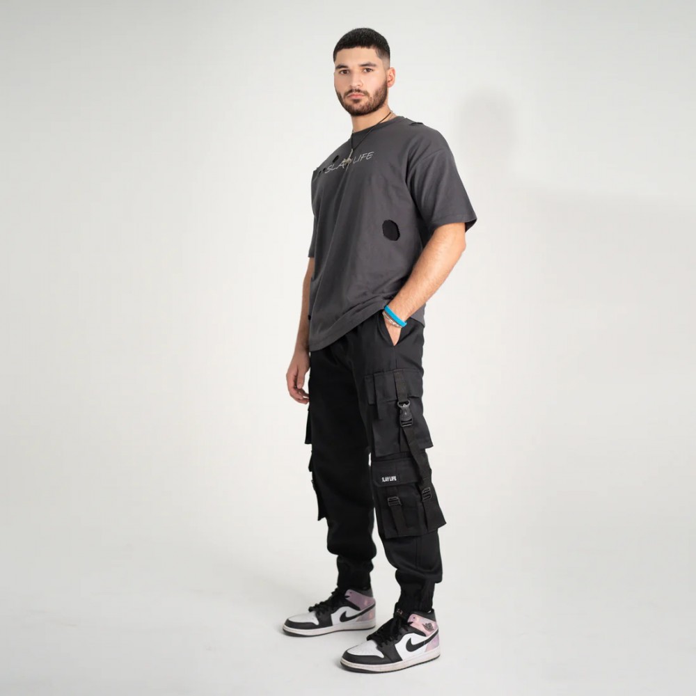Charcoal Grey Ripped Vintage T-shirt