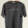 Charcoal Grey Ripped Vintage T-shirt