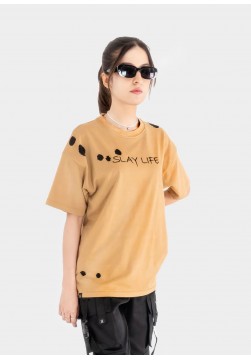 Beige Ripped Vintage T-shirt