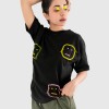 Neutral Face Hand Stitched Black T-Shirt