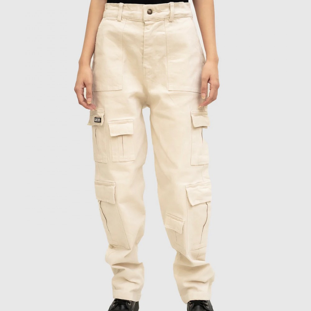 BEIGE WHITE CARGO PANT