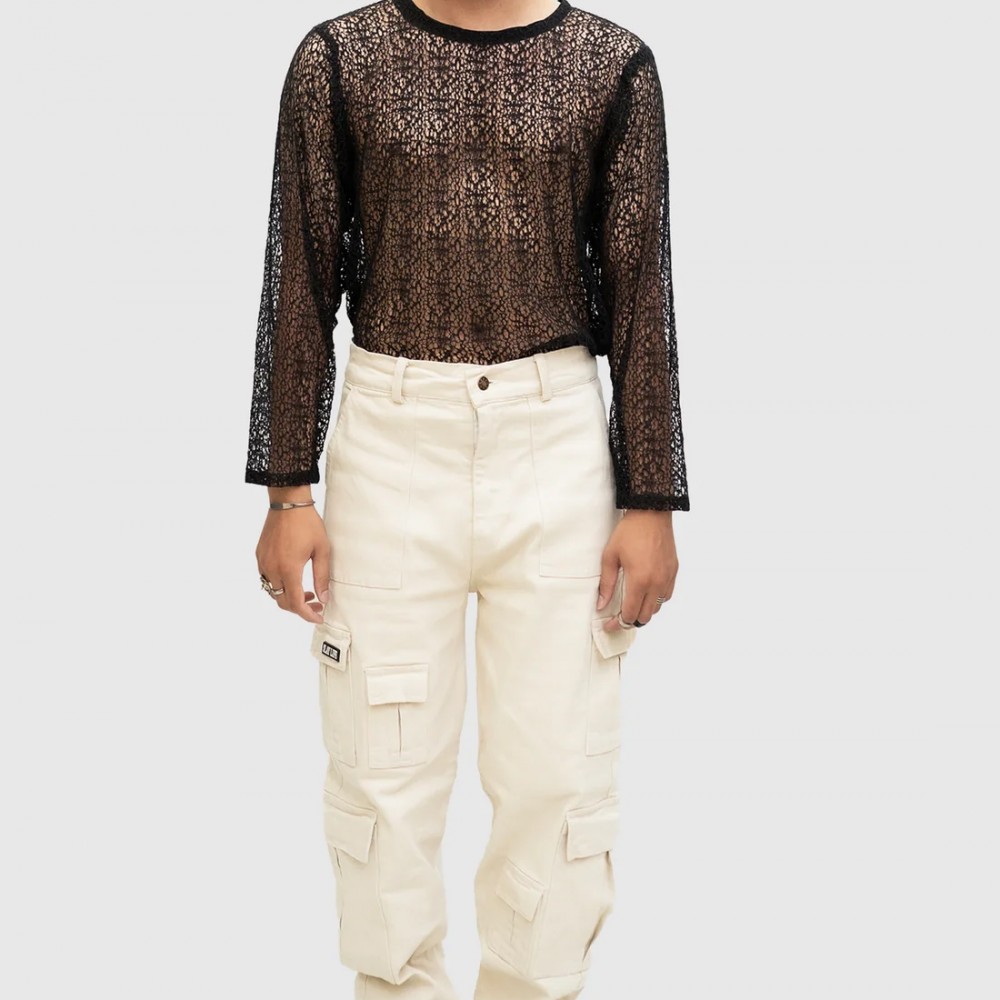 BEIGE WHITE CARGO PANT