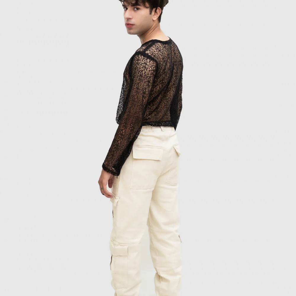BEIGE WHITE CARGO PANT