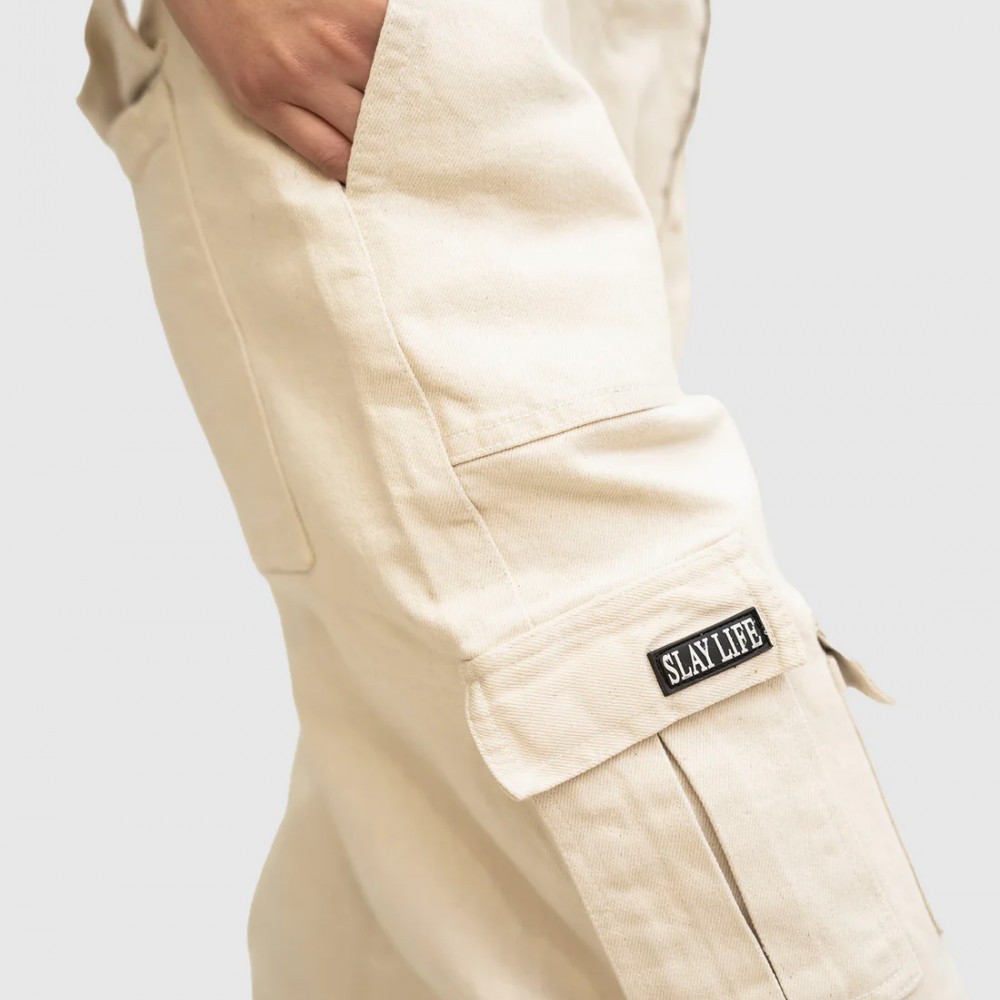 BEIGE WHITE CARGO PANT