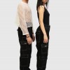 WHITE STITCHED BLACK CARGO PANT