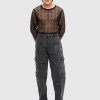 GREY ACID WASH CARGO PANT