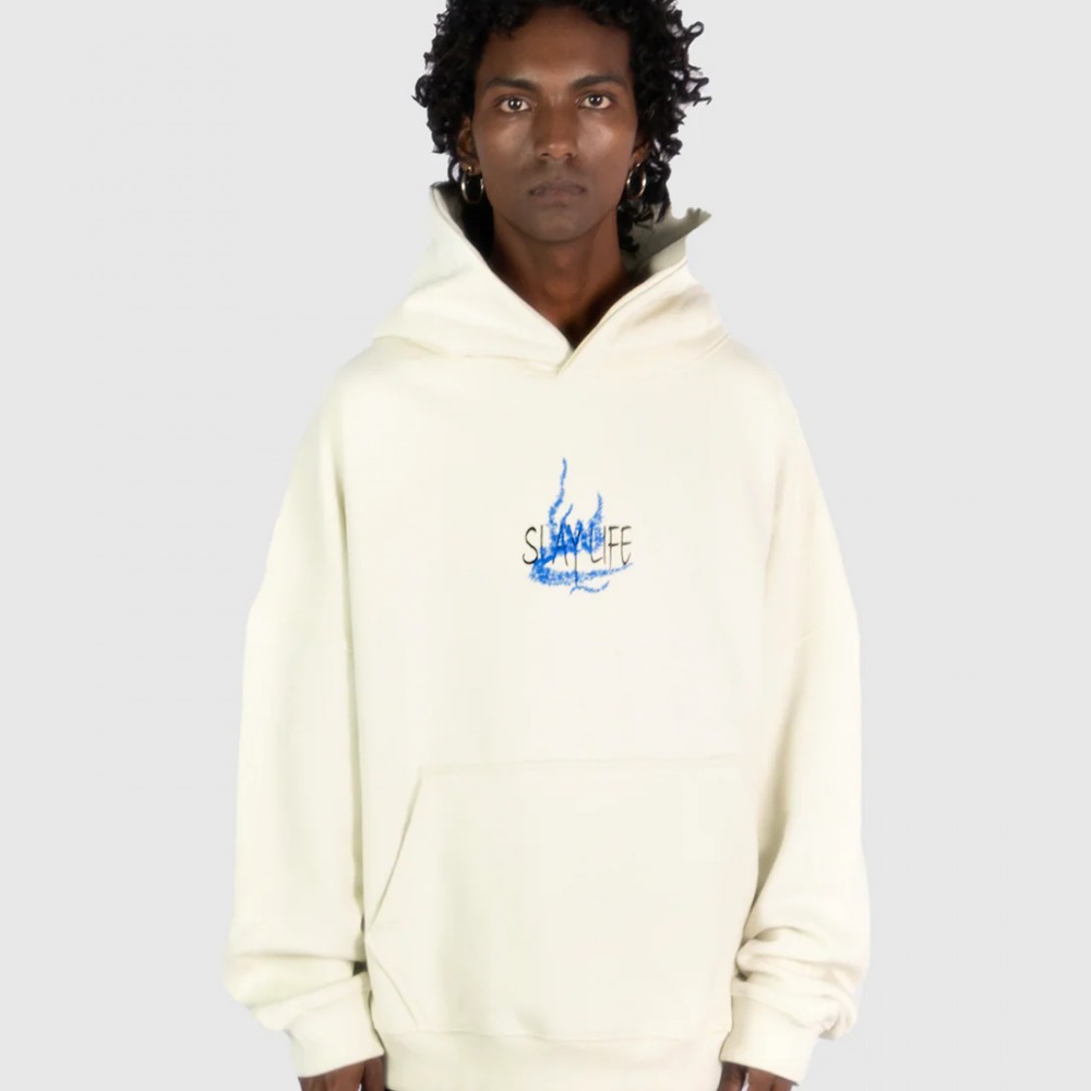 BEIGE WHITE HOODIE