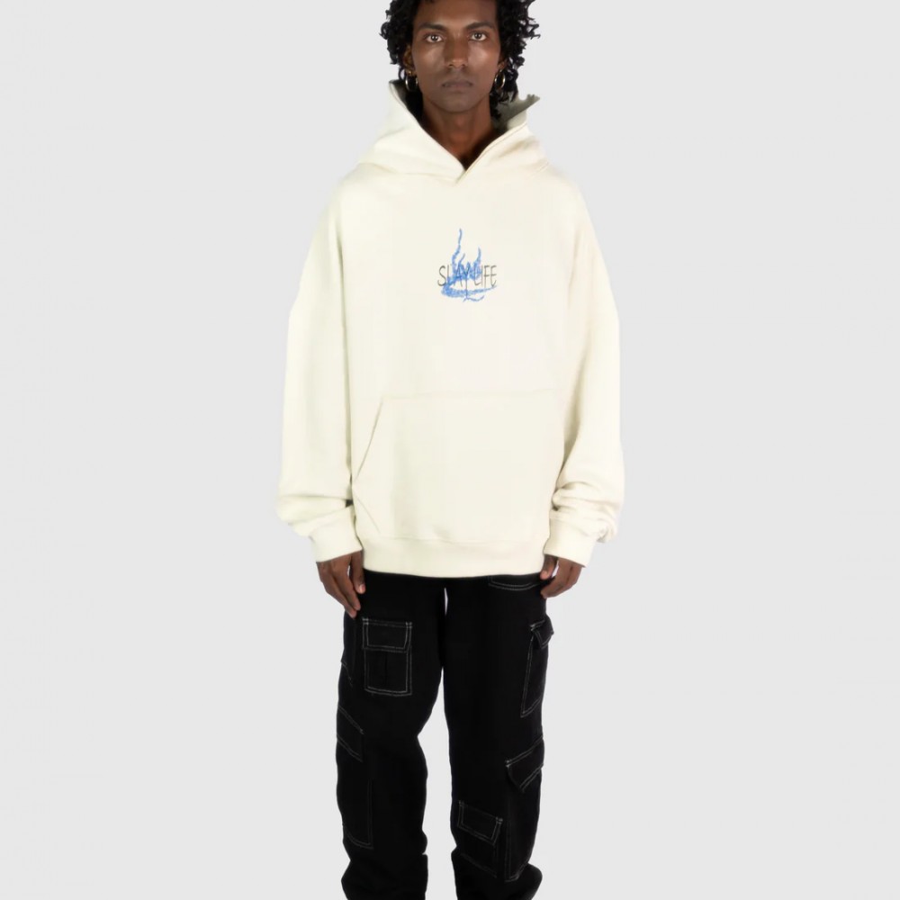 BEIGE WHITE HOODIE