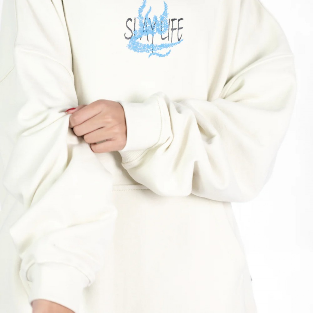 BEIGE WHITE HOODIE