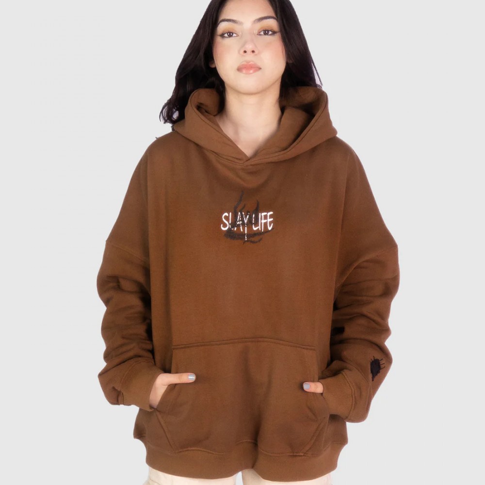 PATCH WORK BROWN HOODIE