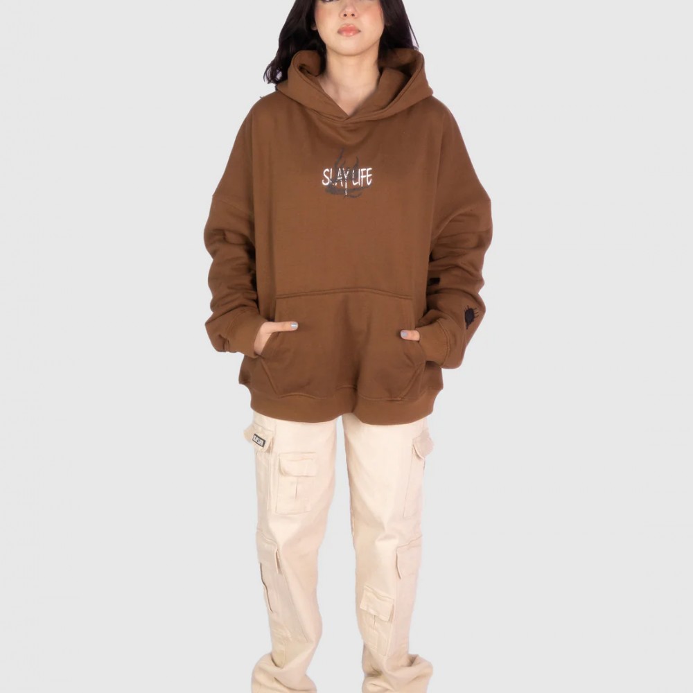 PATCH WORK BROWN HOODIE