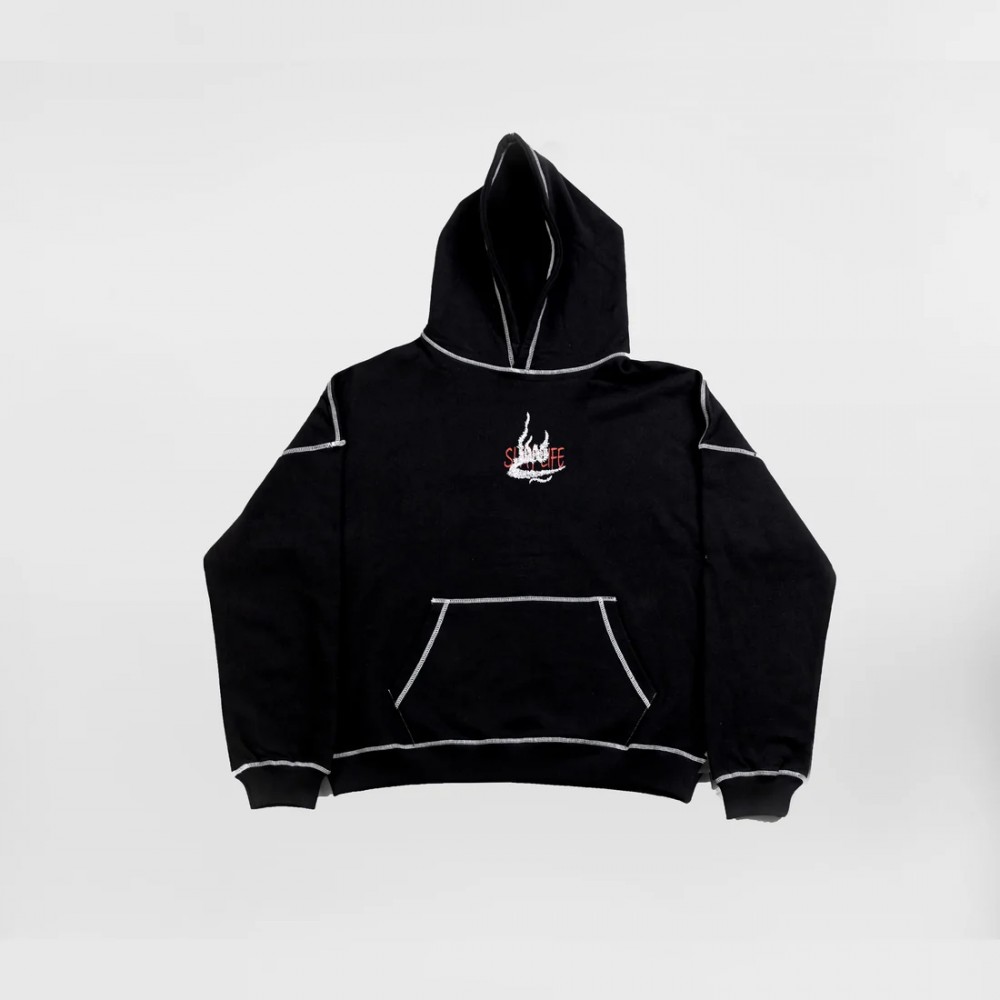 WHITE STITCHED BLACK HOODIE
