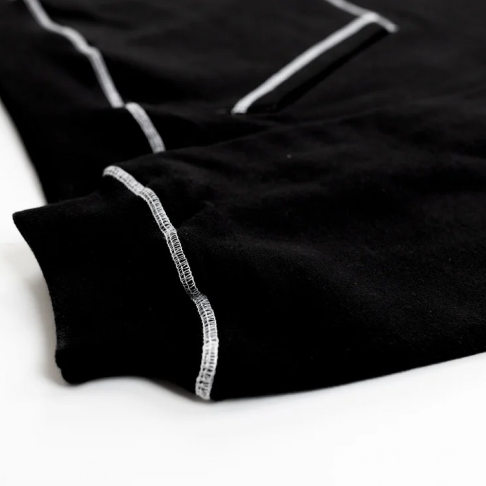 WHITE STITCHED BLACK HOODIE