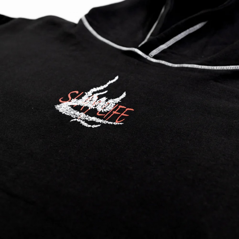 WHITE STITCHED BLACK HOODIE