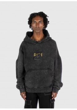 GREY ACID WASH HOODIE