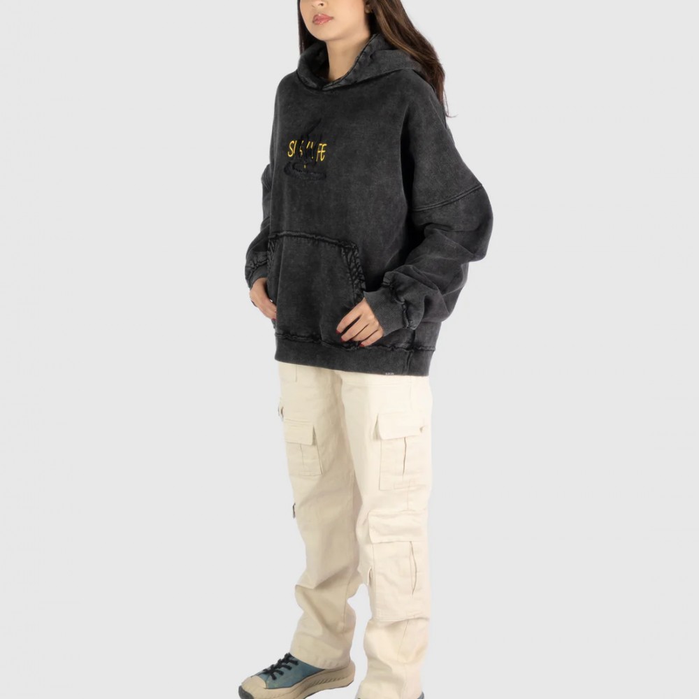 GREY ACID WASH HOODIE