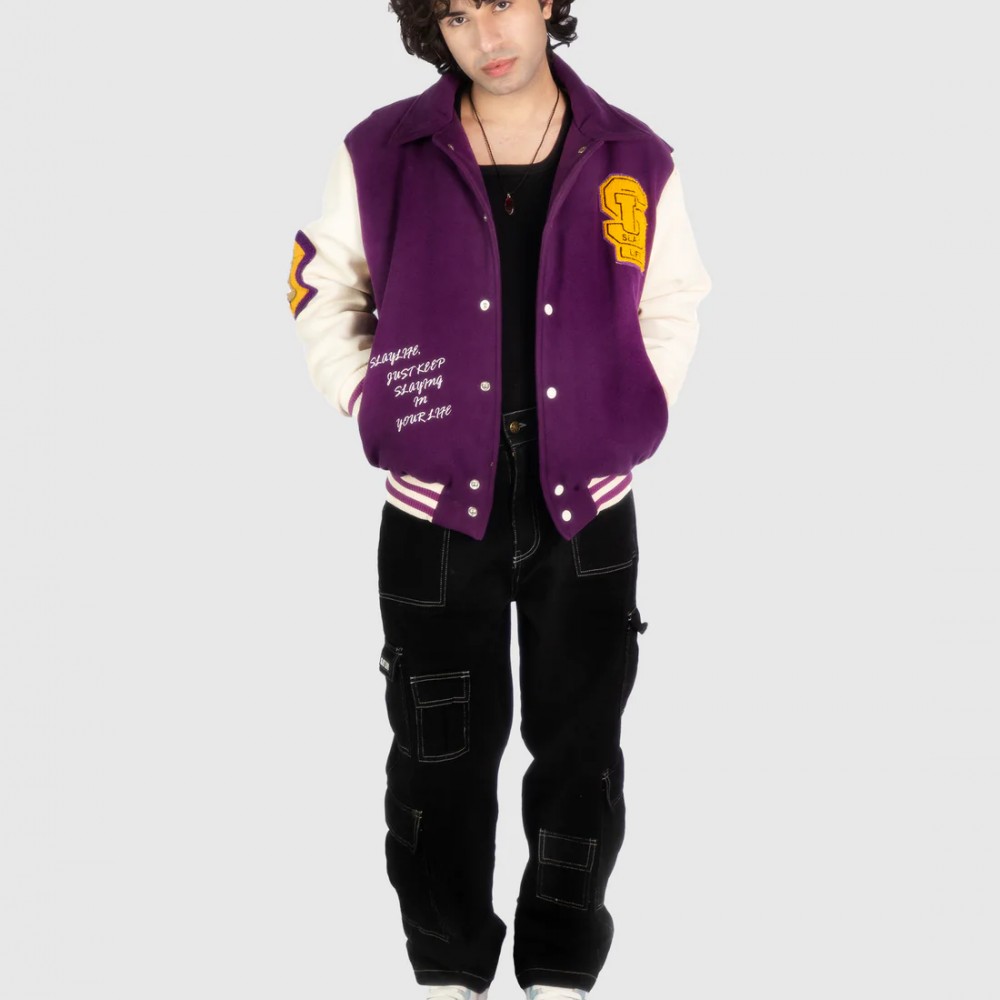 SLAY BELL VARSITY BOMBER JACKET
